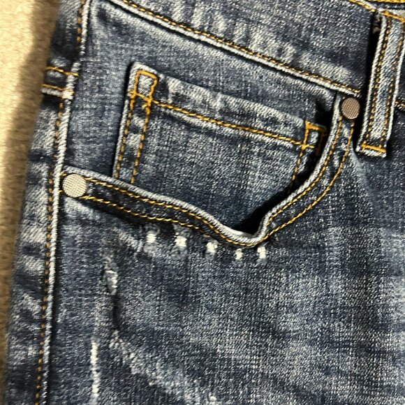 Cabi Exposed BUTTON FLY Distressed Straight Leg Jeans Women's Size 8 - Picture 3 of 14